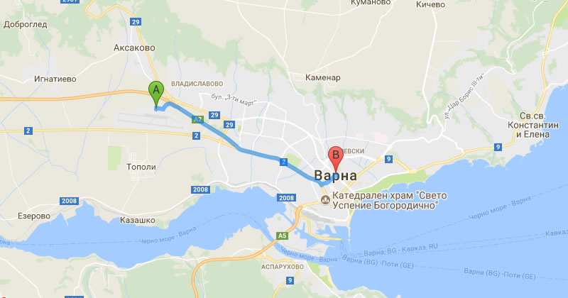 Летище Варна до адрес или хотел в Варна Такси Трансфер Изгодна цена