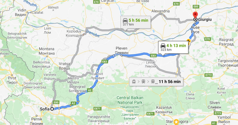 Sofia to Giurgiu (Ruse border Danube river) Private Transfer Taxi transport Best Price