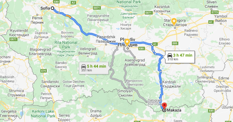Taxi Transfer Sofia to Makaza Komotini Greece border Private Car with driver
