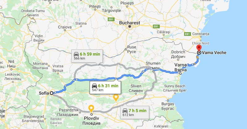 Sofia to Vama Veche (Romania, Durankulak border) Private Transfer Taxi transportation. Best Price for Car with driver from Sofia airport or city center to Vama Veche or from Vama Veche (Romania) to Sofia
