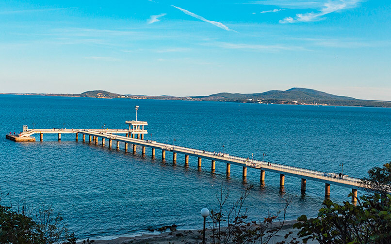 The sea bridge in Burgas, where the drive from Sofia along the Trakia motorway ends
