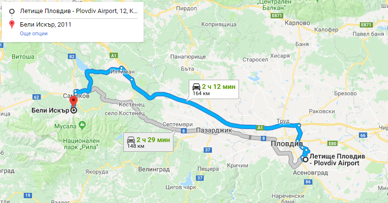 Plovdiv to Beli iskar Private Transfer Taxi transportation. Best Price for Car with driver from Plovdiv airport or city center to Beli iskar or from Beli iskar to Plovdiv