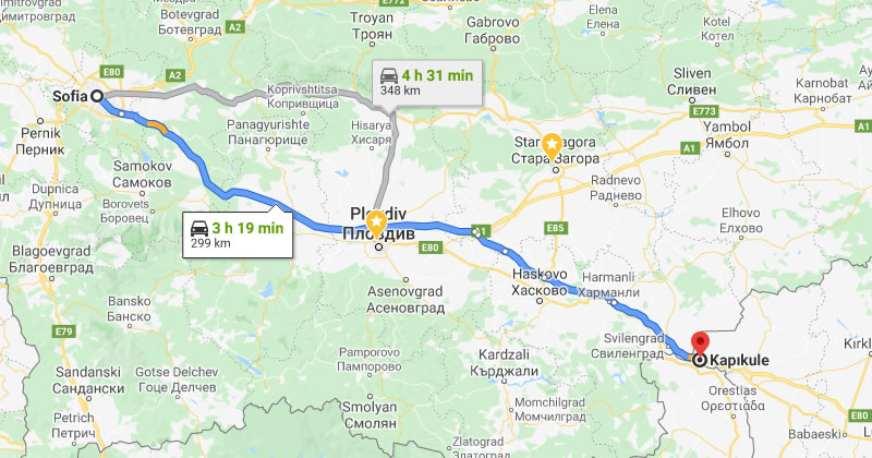Taxi Transfer Sofia to Kapikule Edirne Merkez Turkey (Svilengrad, Kapitan Andreevo border)